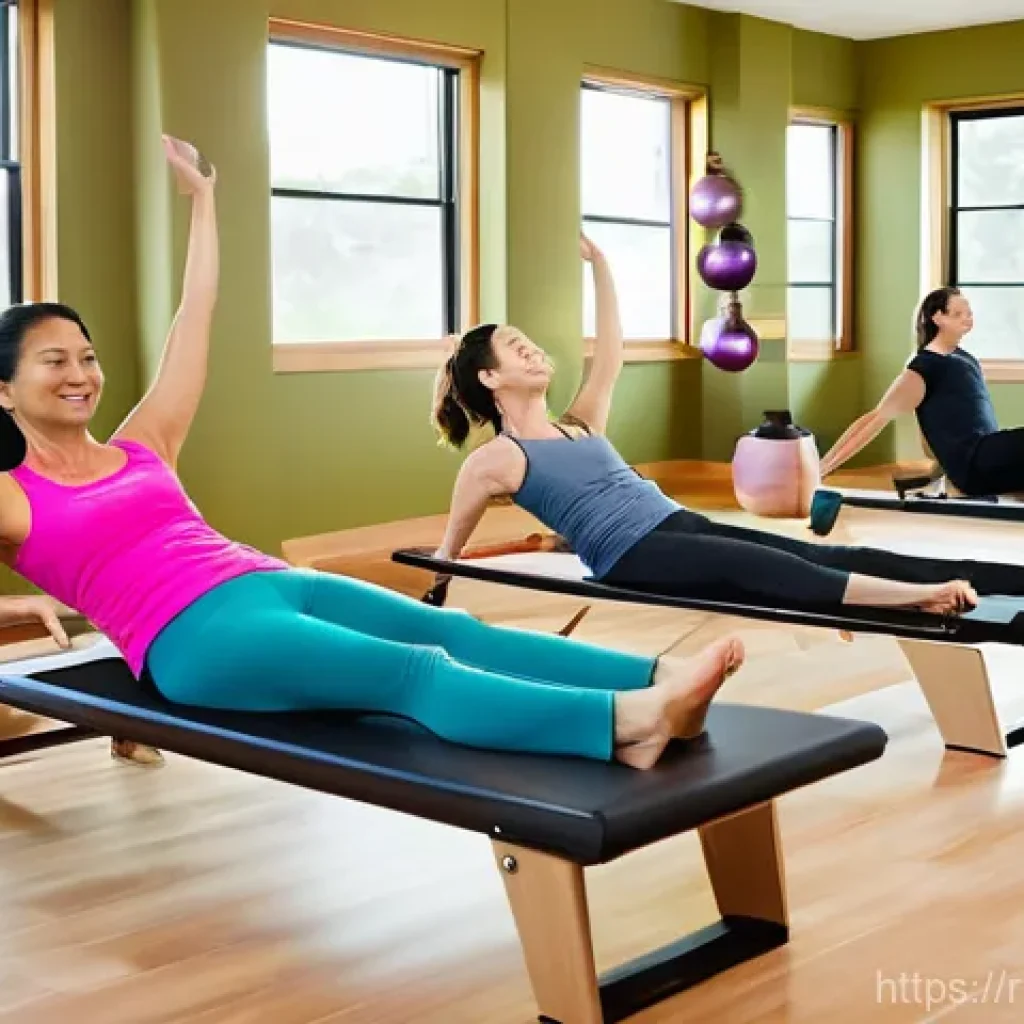 필라테스 강사 평생교육 - **Modern Pilates Innovation and Technology**
A vibrant, sunlit, ultra-modern Pilates studio bust...